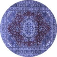 thumbnail image 1 of Ahgly Company Machine Washable Indoor Round Medallion Blue Traditional Area Rugs, 7' Round, 1 of 4