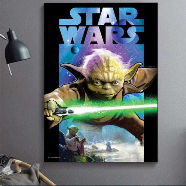 Cuadro Decorativo Cartel Star Wars Yoda Sable Canvas Listo Para Colgar 60x90cm Jungle Art Impresion Tela Arte