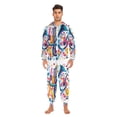 thumbnail image 3 of FORMRS Onesies Pajama for Adults Unisex Hoodie Winter Jumpsuit One Piece Sleepwear, Sizes S-2XL, Musical Pattern, 3 of 7