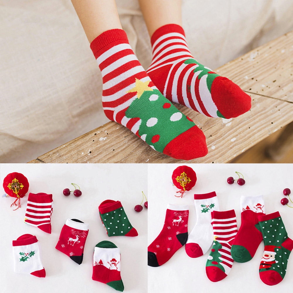 【LNCDIS】5 Pair Cute Baby Kids Christmas Casual Socks Cute Unisex Socks