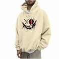 thumbnail image 2 of Aobny Beige Men Hoodie Lightweight Graphic Streetwear Anime Pullover Hooded Under Shirts for Men,S, 2 of 5