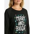 thumbnail image 6 of Holiday Time Women's Matching Family Pajamas Merry and Bright Top and Pants Set, 2-Piece, Sizes S-3X, 6 of 8