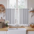 thumbnail image 2 of Light Grey Striped Tier Curtains, White Simple Neutral Modern Light Filtering Kitchen Curtains, 2Pcs Rod Pocket Half Window Treatments Panels for Sink Cafe Cabinet Basement 27.5x45 Inches, 2 of 9