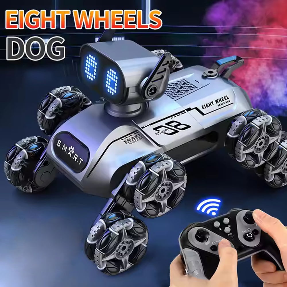 Dammyty RC Robot Dog for Kids, Intelligent Robot Toys with Light & Music, 8WD Stunt RC Dog Robot Toy for Boys Girls