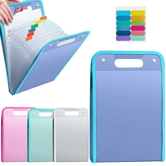 Premium Lssam Vertical Accordion File Folder, Fire Proof Receipt Organizer with 13 Pockets and Labels, Portable Waterproof Document Holder for A4 Letter Size Paper, Ideal for School Office Home Use