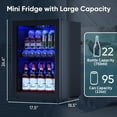 thumbnail image 5 of 2.5 Cu.Ft Wine Fridge, Mini Fridge With Glass Door, Wine Cooler Refrigerator, Beverage Drink Beer Cooler, Adjustable Shelves & Digital Temperature Display, 22 Bottle 95 Can, 5 of 7