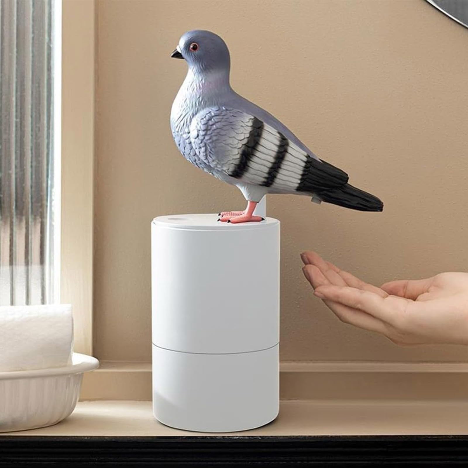 Pigeon Foam Soap Dispenser, Bird Poop Soap Dispenser, Unique Automatic Induction Foam Hand Washer, Funny Automatic Soap Dispenser, Bird Soap Dispenser for Kitchen Bathroom (Color_B)