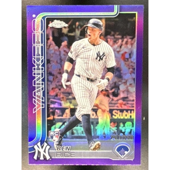 Near Mint Ben Rice #139 Topps Chrome Base Purple Refractor Yankees Baseball Card