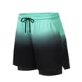 thumbnail image 3 of FRSASU Men's 2 in 1 Gradient Running Shorts Lightweight Summer Loose Elastic Waist Athletic Quick Dry Shorts with Pockets Green, 3 of 9