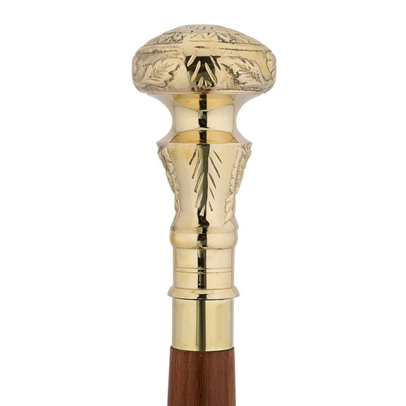 Ajuny Walking Sticks for Men Women Seniors Wooden Canes with Detachable Brass Round Flower Handle 36"