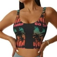 thumbnail image 2 of Haiem Go Surfer Pattern Womens Sports Bra - U Neck Padded Low Impact Yoga Bra Workout Crop Top Gym Moisture-Wicking Workout Vest -X-Large, 2 of 9
