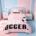 thumbnail image 2 of meiyoeat Girls Football Sports Twin Duvet Cover For Ball Lover,Kids Soccer Games Gaming Twin Bedding,Pink Reversible,2pcs(No Comforter), 2 of 6