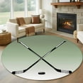 thumbnail image 2 of Round Rugs 7 Ft, Sage Green White Non Slip Area Rugs for Kitchen Bedroom Entryway, Modern Ombre Sports Game Ice Hockey Washable Carpet Runner Rug Floor Mats for Bedroom Home Decor, 2 of 9