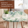 thumbnail image 4 of Green Eucalyptus Leaves Round Tablecloth, Fitted Table Cover with Elastic for 55"-60" Round Tables, Spring Daily Flowers Plants Beige Table Cloth Outdoor Indoor Dinning Party Waterproof Tablecloths, 4 of 7