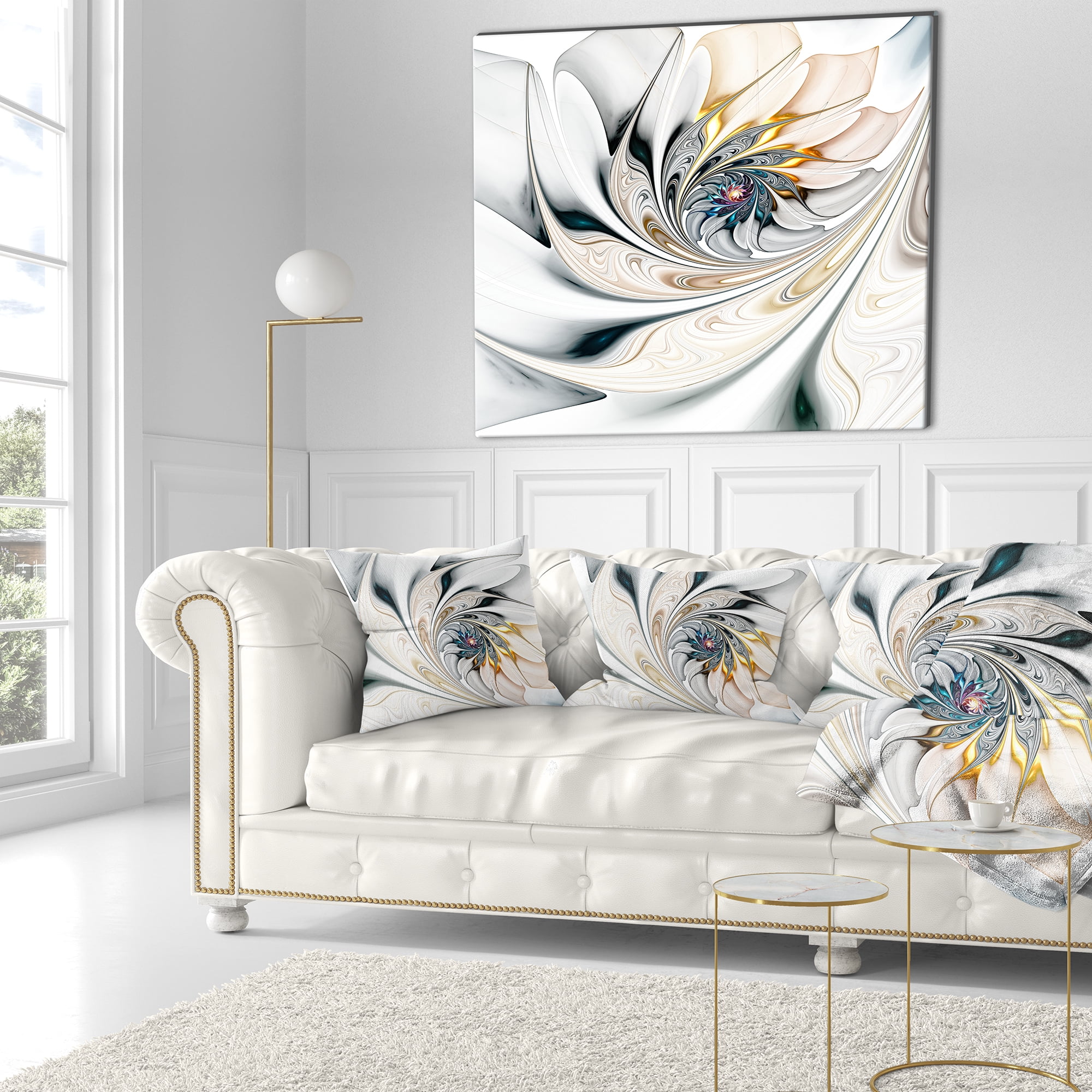 Designart 18" x 18" White Polyester Throw Pillow