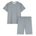 thumbnail image 4 of Jamicy Super Soft Pajamas for Women Casual Home Wear Solid Color Round Neck Summer Short Sleeve Top with Shorts Comfortable Woemn's Pajamas Set, 4 of 5