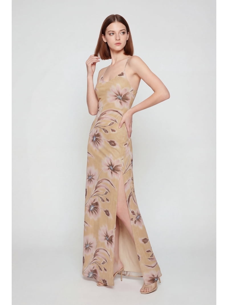 maxi dress open sides Aria Cove ruched open side maxi dress with thigh slit in white