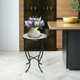 thumbnail image 5 of Outdoor Side Table-Patio End Table-14'' Round Accent Table Mosaic Glass Metal Side Table Garden Balcony Indoor Coffee Table, 5 of 9