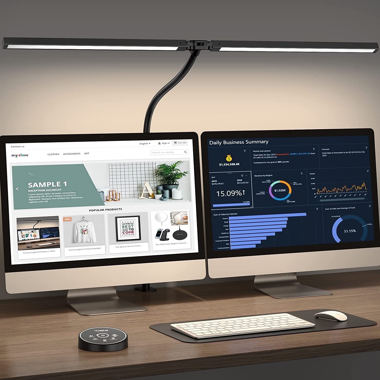 SZRSTH LED Desk Lamp for Home Office - 24W Architect Table Lamp with Clamp Adjustable Head Stepless Dimming Work Light