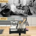 thumbnail image 2 of Dish Drying Rack, Dish Drainers for Kitchen Counter Dish Rack with Dishcloth Holder Kitchen Drying Rack 16L * 12W inches, Black, 2 of 7