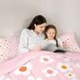 thumbnail image 5 of Homewish Rainbow Cute Floral 7pcs Queen Bedding,Pink Flowers Print Bedding Comforter Set Queen,Pink Reversible, 5 of 8