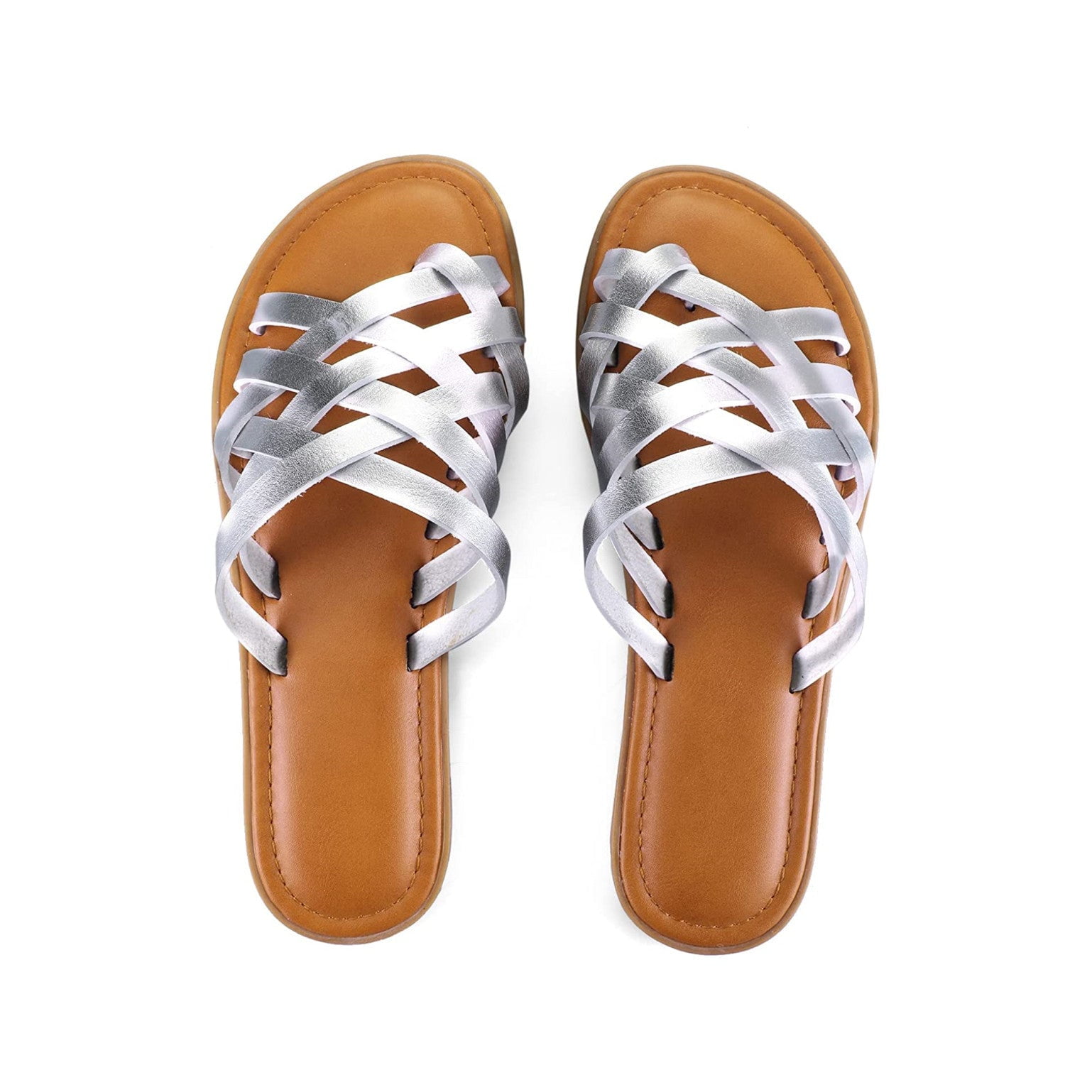 Mysoft Women Strappy Slippers Summer Grey Flat Sandals Size 7 - Walmart.com