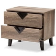 thumbnail image 3 of Baxton Studio W-602A Swanson Table de Nuit Moderne et Contemporaine en Bois Brun Clair à 2 Tiroirs, 3 of 7