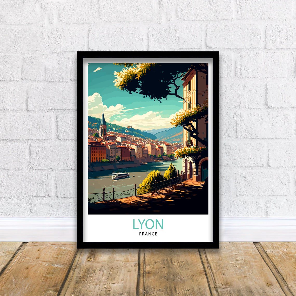 Lyon France Art Print, Illustrated Travel Poster, Poster Only