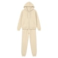 thumbnail image 6 of Jerdar Womens Matching Sweatsuit Zip Up Hoodie Jogger Pants Oversized Drop Shoulder Side Pockets Casual Workout Lounge Fall Winter Outfits XXL, 6 of 9