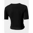 thumbnail image 3 of Women's Basic Teen Tee Workout Crewneck Short Sleeve Slim Fitted Casual Crop Top, 3 of 5