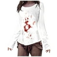 thumbnail image 1 of SNKSDGM Hauts à Manches Longues pour Femmes Été Grande Taille Hauts à Manches Longues pour Femmes Blanc Haut Ajusté pour Femme T-Shirt à Manches Longues à Imprimé Halloween L, 1 of 5