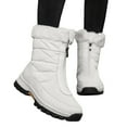 thumbnail image 3 of Xiaoxatg Fashion Women's Winter Flat Zipper Warm Boots Stylish Comfortable Mid Calf Shoes 9 White, 3 of 8