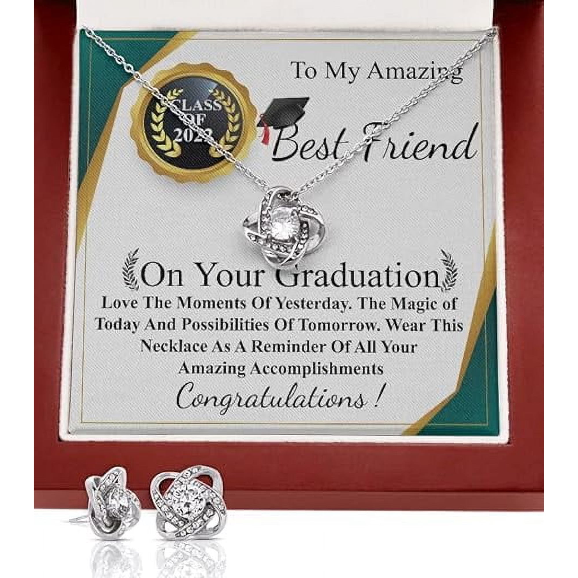 Graduation Gift For Best Friend Graduation Gift For Her, Graduation Necklace For Friend, College, High School, PHD, Medical Student, Roommate Graduation with Personalized message Card