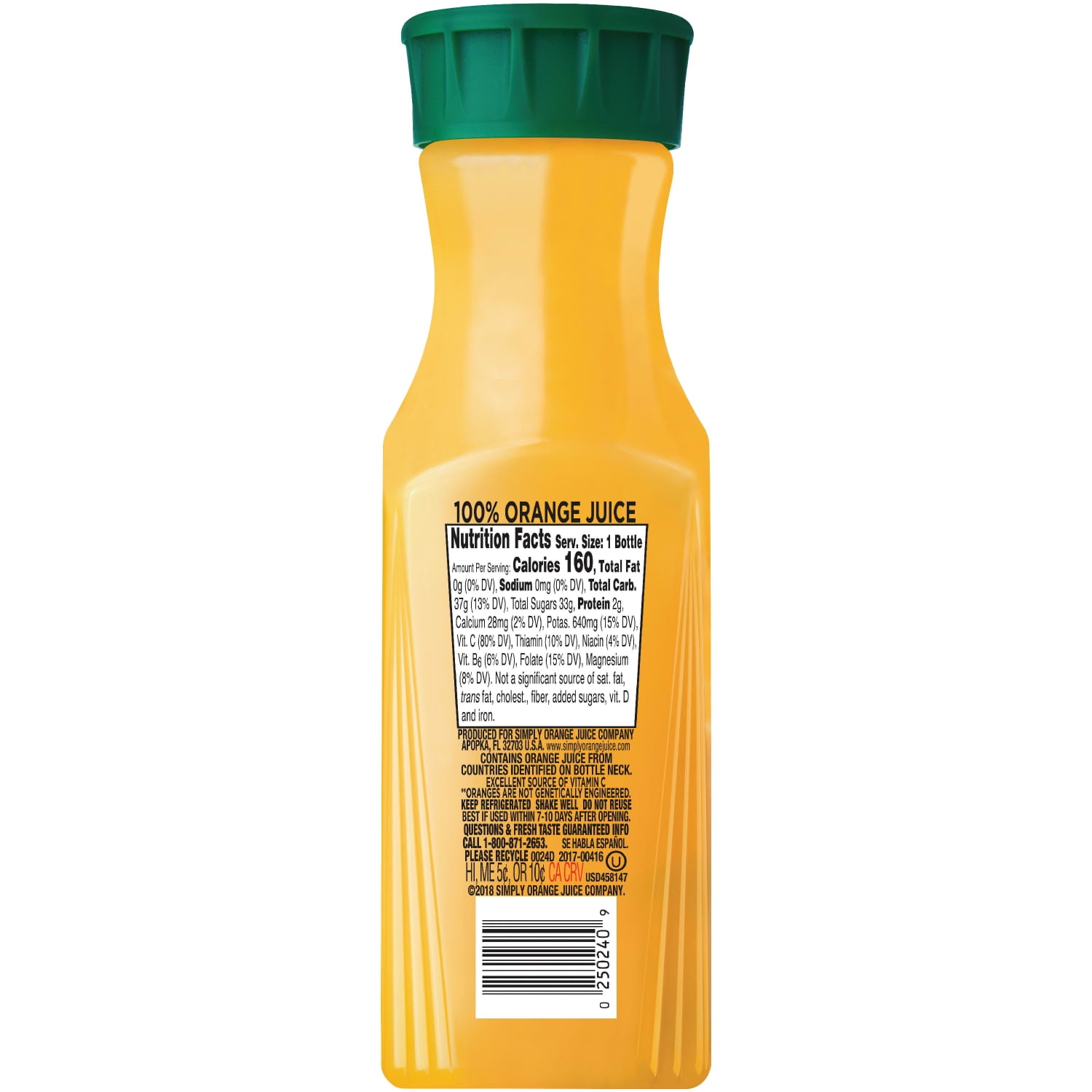 Simply Orange Pulp Free Orange Juice, 11.5 fl oz, 4 Pack