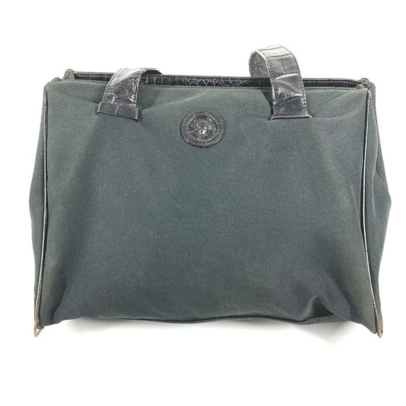 Pre-Owned VERSACE Medusa Shoulder Bag Tote Canvas Leather Embossed Women's Black (Fair)