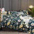thumbnail image 1 of King Size juego de cama de lujo Ruffle 3Pcs funda nórdica Set Pastoral Tropical Plam, 1 of 8