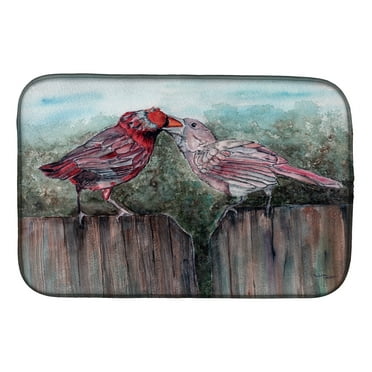 Red Bird Feeding Dish Drying Mat