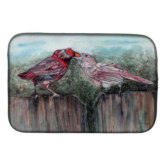 Red Bird Feeding Dish Drying Mat