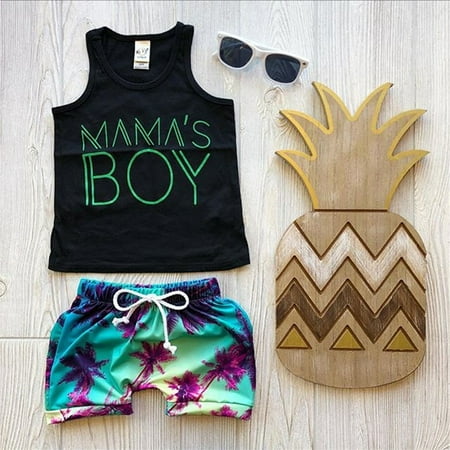 

IZhansean Summer Toddler Kids Baby Boy Clothes T-shirt Top Shirt Shorts Pants Outfits Set Black 0-6 Months