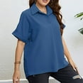 thumbnail image 2 of Women's Plus Tops Short Sleeve Loose Fit Casual Shirts Pullover Blouses Blue,3XL, 2 of 7