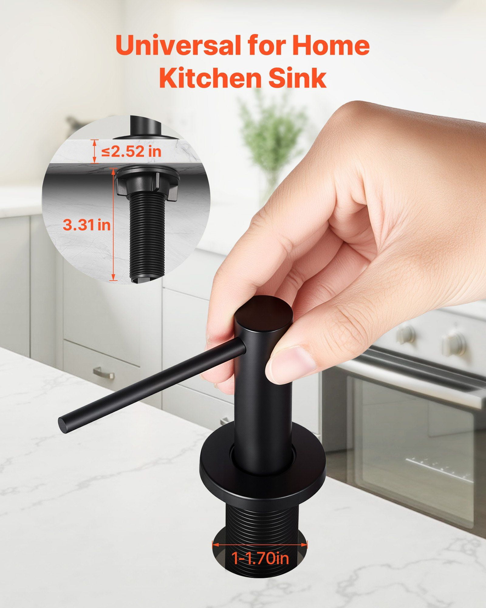 Professional Grade Built-in Sink Soap Dispenser, 17oz, 304 Stainless Steel, Durable and Corrosion Resistant