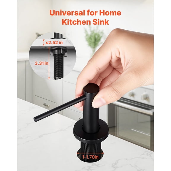 Touch-Free Built-in Kitchen Sink Soap Dispenser, 17oz, Brushed Stainless Steel, Waterproof & Easy to Install