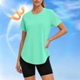 thumbnail image 4 of Axiiglly Workout Tops for Women Quick Dry Sun Protection UPF 50+ Short Sleeve Shirts Stretch Lightweight Athletic Tops for Running Gym, S-3XL, 4 of 9