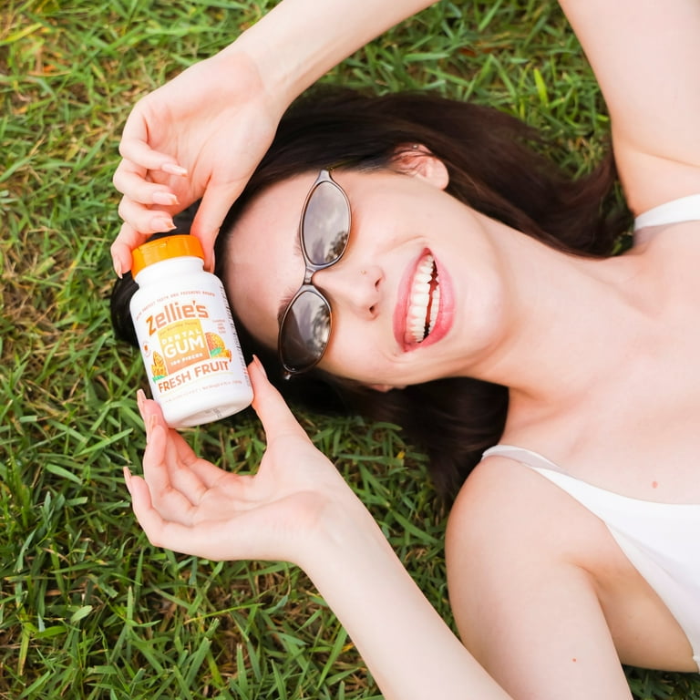 Zellie's Fresh Fruit Xylitol Gum Jar 100 Ct Made with 100% Birch