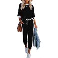 thumbnail image 2 of SELONE Lounge Sets for Women 2 Piece Outfits Pants Sets Elegant Loose Two-piece Sets Long Sleeve Tops Vest Casual Pants Sweatsuit 37-Black XXL, 2 of 5