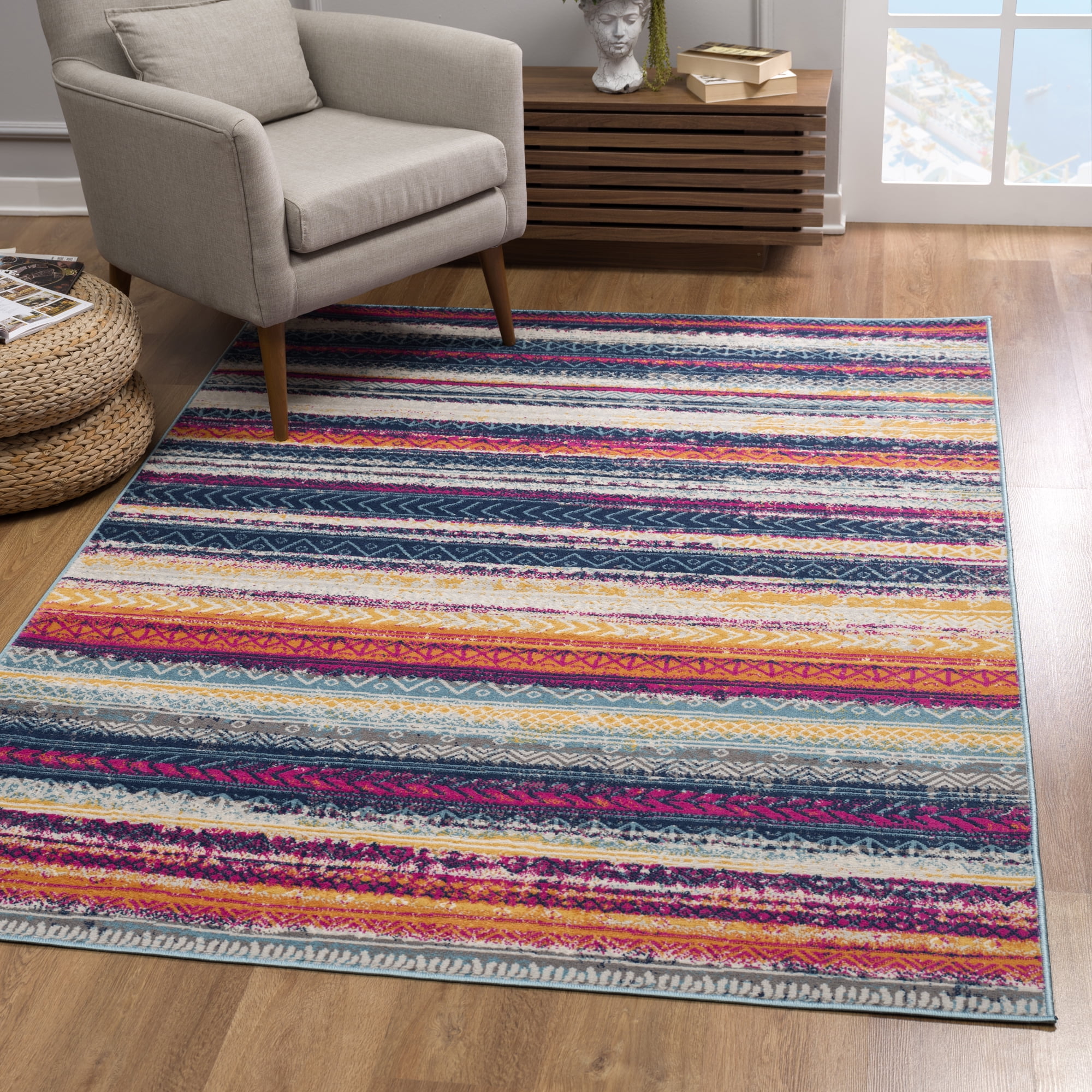 Rug Branch Savannah Modern Area Rug and Runner Fuchsia Red