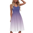 thumbnail image 2 of Summer Saving Wycnly Sundresses for Women Sleeveless V-Neck Gradient Print Knee-Length Dresses Beach Vacation Flowy Swing Spaghetti Strap Summer Dress Purple Up to 65% off, 2 of 5