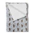 thumbnail image 2 of Dog Soft Flannel Fleece Throw Blanket, Illustration of Puppies Butterflies and Flowers, Cozy Plush for Indoor and Outdoor Use, 60" x 80", Pale Blue Brown, by Ambesonne, 2 of 5