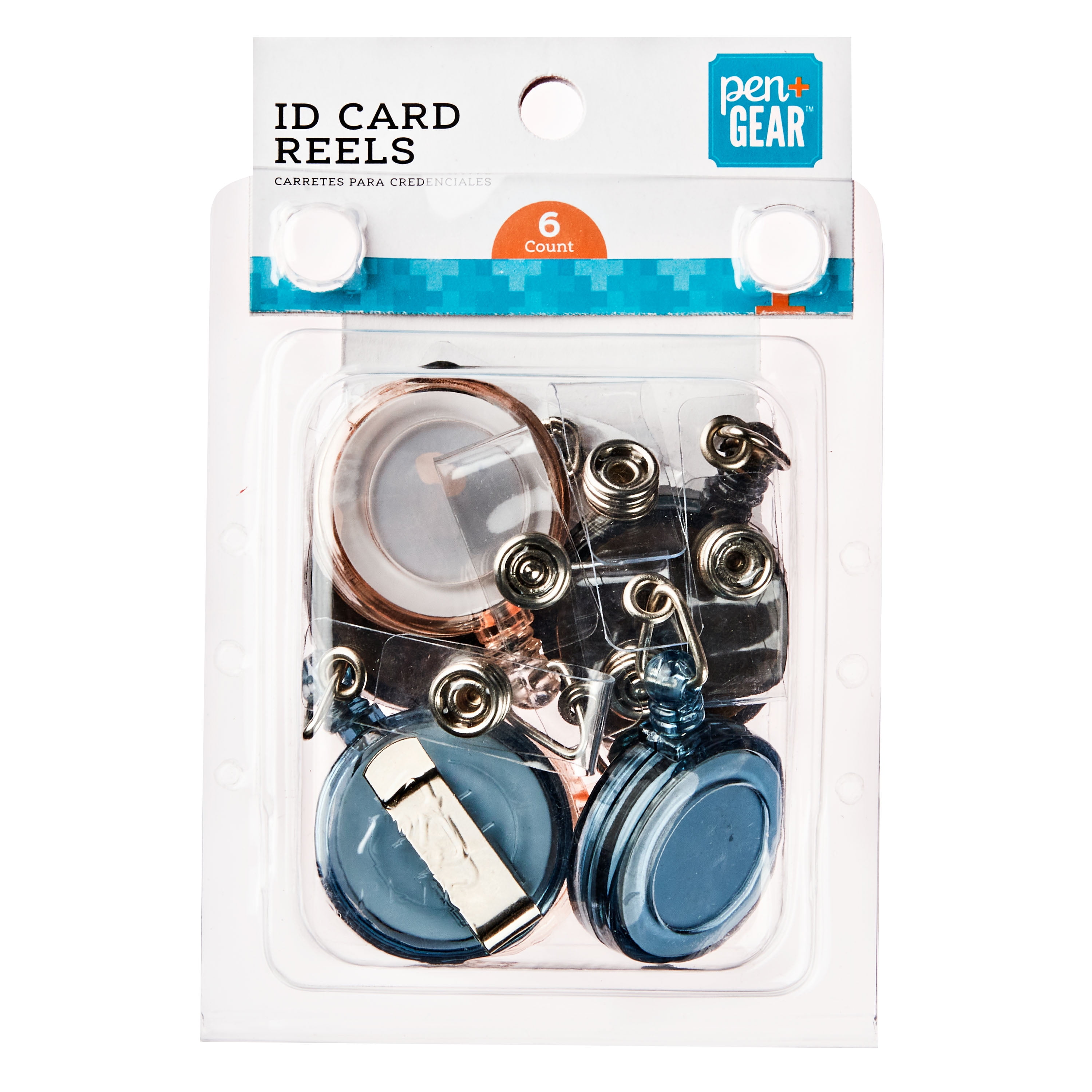 Pen+Gear Pen + Gear ID Card Reels, Assorted Colors, Pack of 6