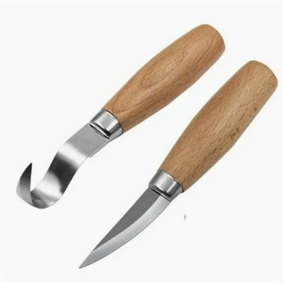 2pcs Wood Carving Tools With Grey Wood Handle Stainless Steel Blade Wood Carving Tools Set Wood Carving Kit Wood Carving Knives For Beginners Woodworking